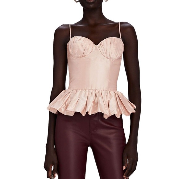 Rozie Corsets Silk Satin Peplum Corset Top Pink - Picture 2 of 8